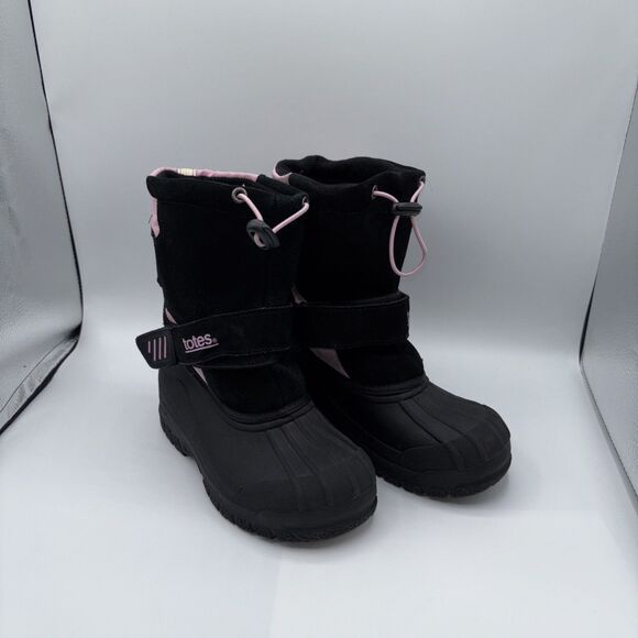 Totes Girls Pink & Black Winter Snow Boots Size 13 M Insulated Waterproof Preown - Picture 1 of 14